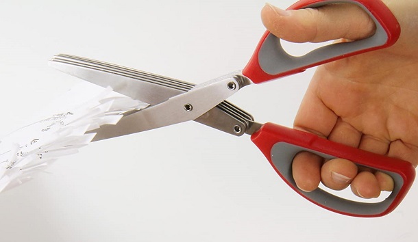 paper shredding scissors size