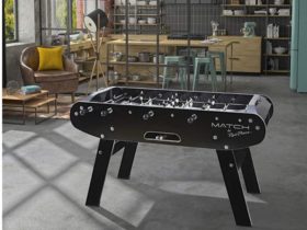 black foosball table