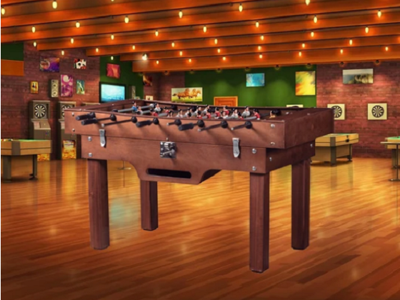 wooden foosball table