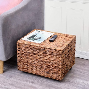YOLENY Seagrass Rolling File Cabinet