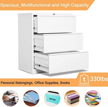 AOBABO Lateral File Cabinet 3 Drawer