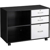 Bonnlo Wood File Cabinet with 3 Drawer picks