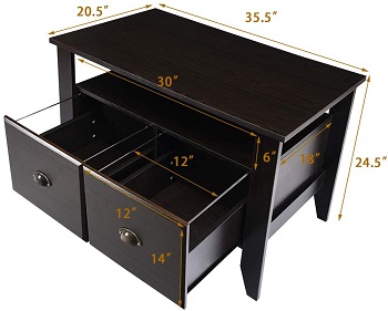 BEST CHEAP Giantex Black File Cabinet Coffee Table
