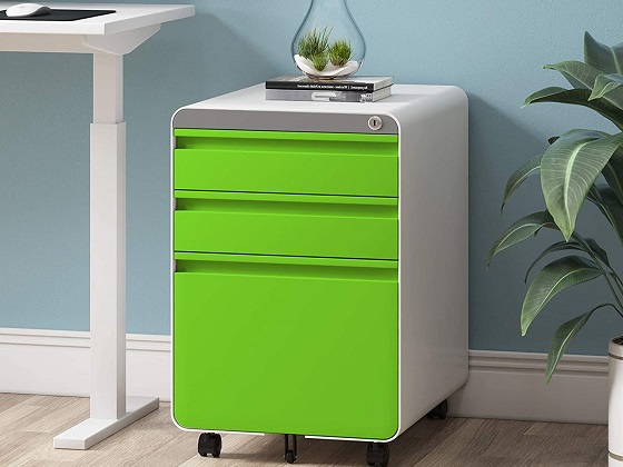 green filing cabinet