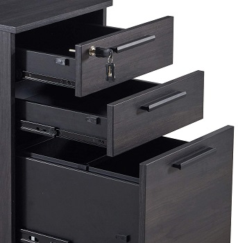 3-Drawer Office Filing Storage Cabinet with Lock Drawer