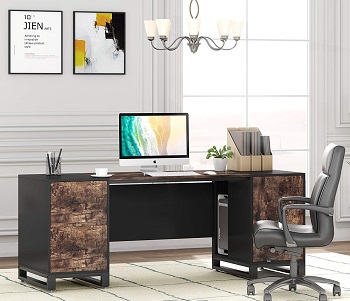 BEST LARGE DESK WITH FILE DRAWERS ON EACH SIDE