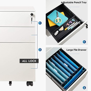 Devaise 3-drawer Locking File Cabinet
