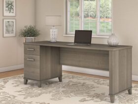 desk with built in filing cabinet