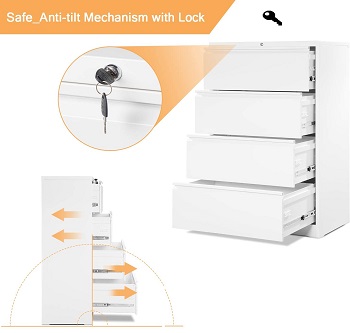 AOBABO Lateral File Cabinet 4 Drawer