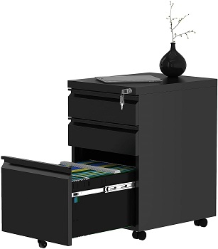 BEST BLACK 3-DRAWER LOCKING FILE CABINET