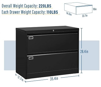 BEST BLACK LATERAL TWO-DRAWER FILE CABINET