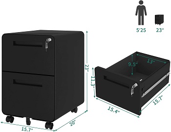 BEST BLACK METAL FILING CABINET 2-DRAWER