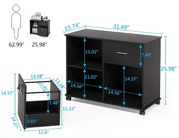 BEST BLACK PORTABLE LATERAL FILE CABINET WOOD