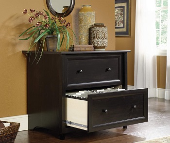 BEST BLACK WOOD LARGE FILING CABINET 2-DRAWER