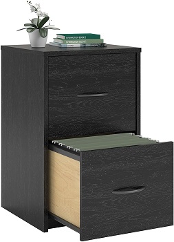 BEST BLACK WOOD SMALL FILING CABINET 2-DRAWER