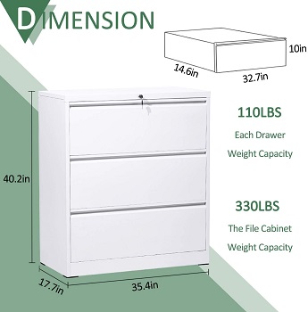 BEST LATERAL 3-DRAWER FILE CABINET WHITE