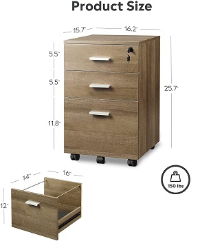 BEST LOCKED 3-DRAWER OAK FILING CABINET