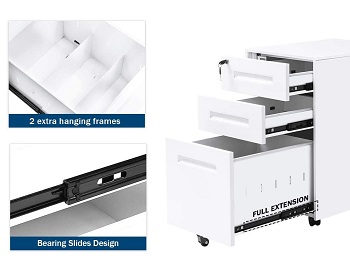 BEST ON WHEELS 3-DRAWER FILE CABINET WHITE