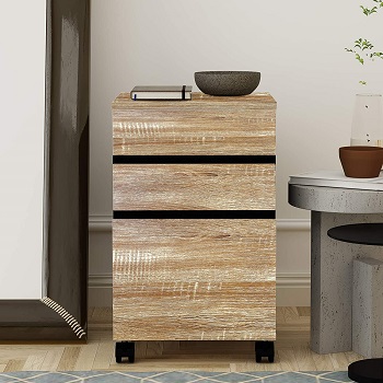 BEST ON WHEELS 3-DRAWER OAK FILING CABINET