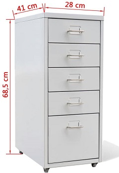 BEST ON WHEELS 5-DRAWER VERTICAL FILE CABINET