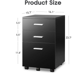 BEST WOOD BLACK 3-DRAWER FILE CABINET