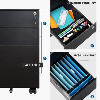 DEVAISE 3 Drawer Locking