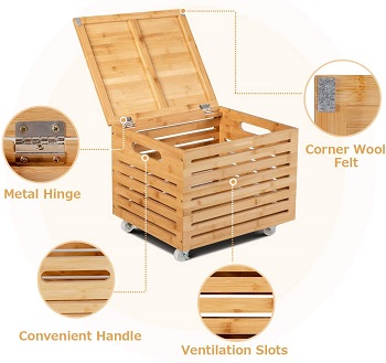 Giantex Rolling Storage Box Bamboo