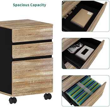 YITAHOME 3 Drawer Mobile File Cabinet