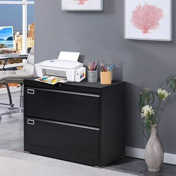 greenvelly Black Lateral File Cabinet