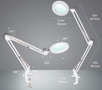 ebtools 5X Magnifying Lamp, Adjustable Swing Arm