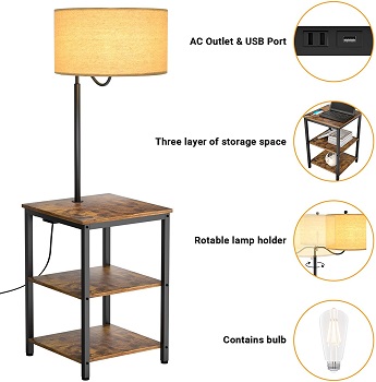 Best 5 End Table With Usb Port And Lamp, White End Table With Built In Lamp And Usb Port