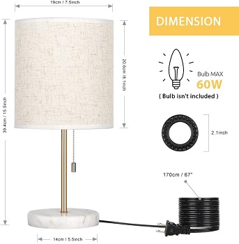 HAITRAL Bedside Table Lamp - Small