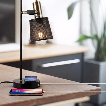 BEST WIRELESS BLACK TABLE LAMP WITH USB PORT