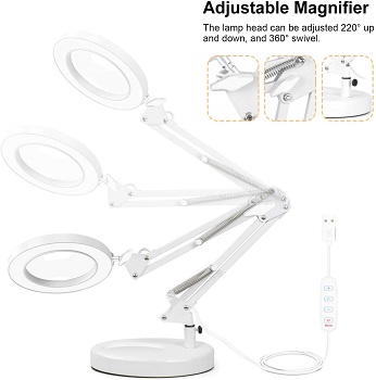 NEWCALOX 2-in-1 Magnifying Desk Lamp with Clamp