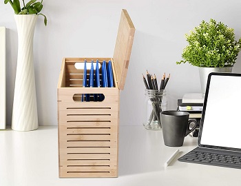 Premium Bamboo Desktop File Storage Organizer