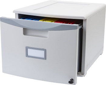 Storex Plastic 1-Drawer Mobile File Cabinet,