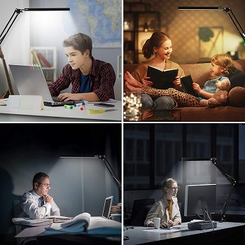 mxmoo LED Desk Lamp with Clamp, 3 Color Modes