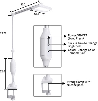 BEST CLAMP WHITE LED DESK LAMP