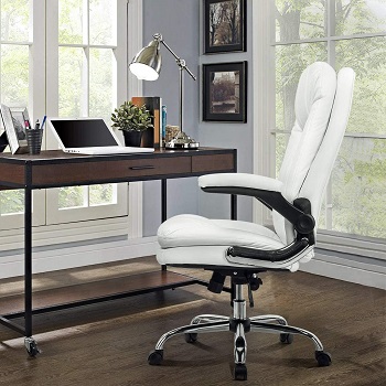 BEST WITH ARMRESTS WHITE LEATHER ERGONOMIC OFFICE CHAIR