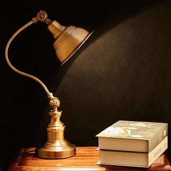 Brass Desk Lamp, Adjustable Table Lamp, Vintage