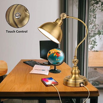 FOLKSMATE LED Desk Lamp with 2 USB Charging Ports