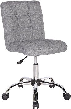 BEST ARMLESS FABRIC DESK CHAIR WITH WHEELS