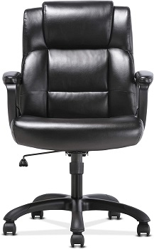 BEST BACK SUPPORT BLACK LEATHER OFFICE CHAIR WITH WHEELS