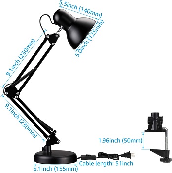 BEST CLAMP BLACK METAL DESK LAMP