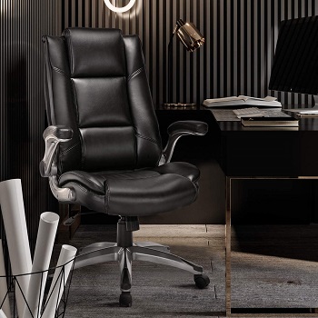 BEST STUDY BLACK LEATHER OFFICE CHAIR WITH WHEELS