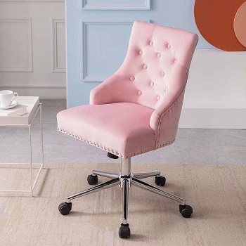 BEST WITH BACK SUPPORT PINK UPHOLSTERED DESK CHAIR
