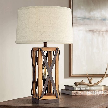 Gaines Farmhouse Style Table Lamp with Nightlight