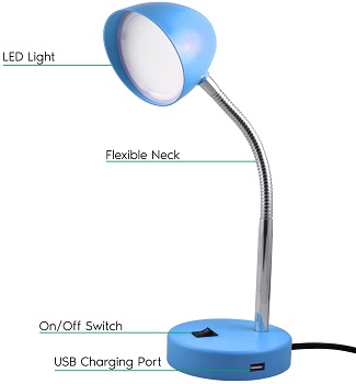 MaxLite LED Desk Lamp with USB Charging Port