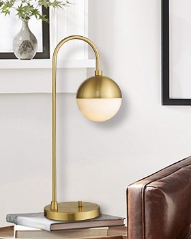 Modern Gold Table Lamp with White Glass G