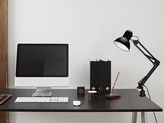 black metal desk lamp